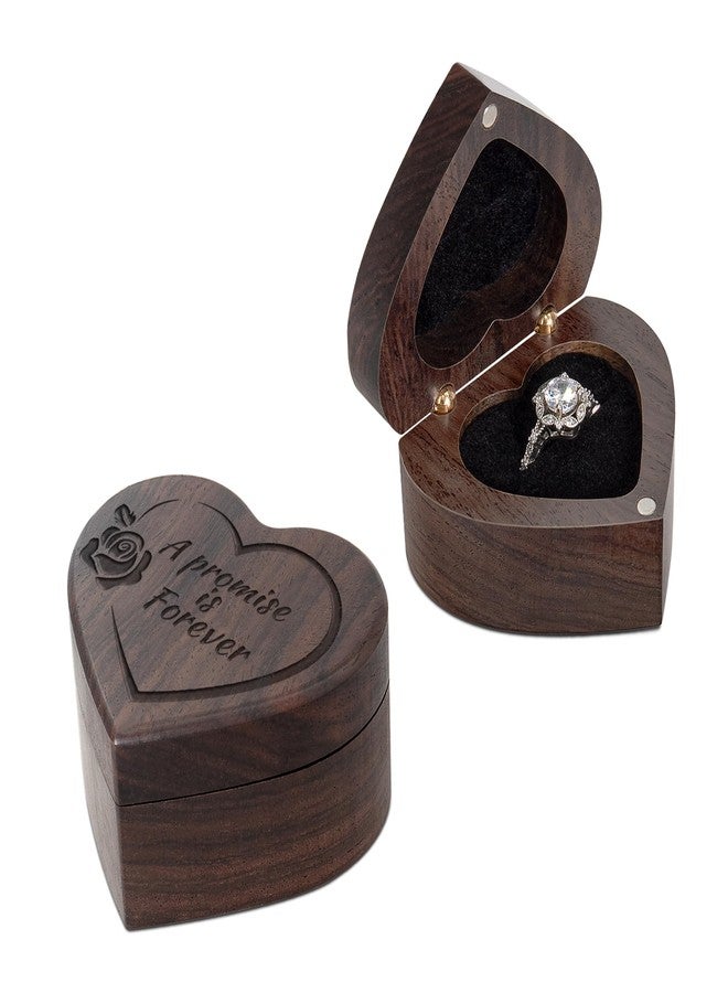 Wislist Engagement Slim Wood Ring Box Heart Shaped Ring Case for Proposal,Wedding Ceremony,Christmas Birthday Gift(A promise is forever) - Image 1
