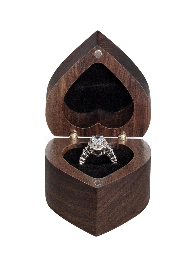Wislist Engagement Slim Wood Ring Box Heart Shaped Ring Case for Proposal,Wedding Ceremony,Christmas Birthday Gift(A promise is forever) - Image 3