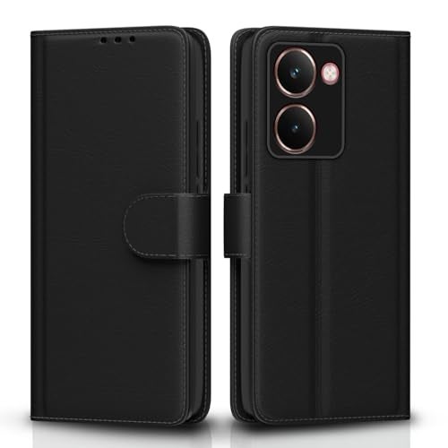 Pikkme Flip Cover for Realme P3 Ultra 5G Leather Finish | Inside TPU with Card Pockets | Wallet Stand and Shock Proof | Complete Protection Flip Case(Black) - Image 1