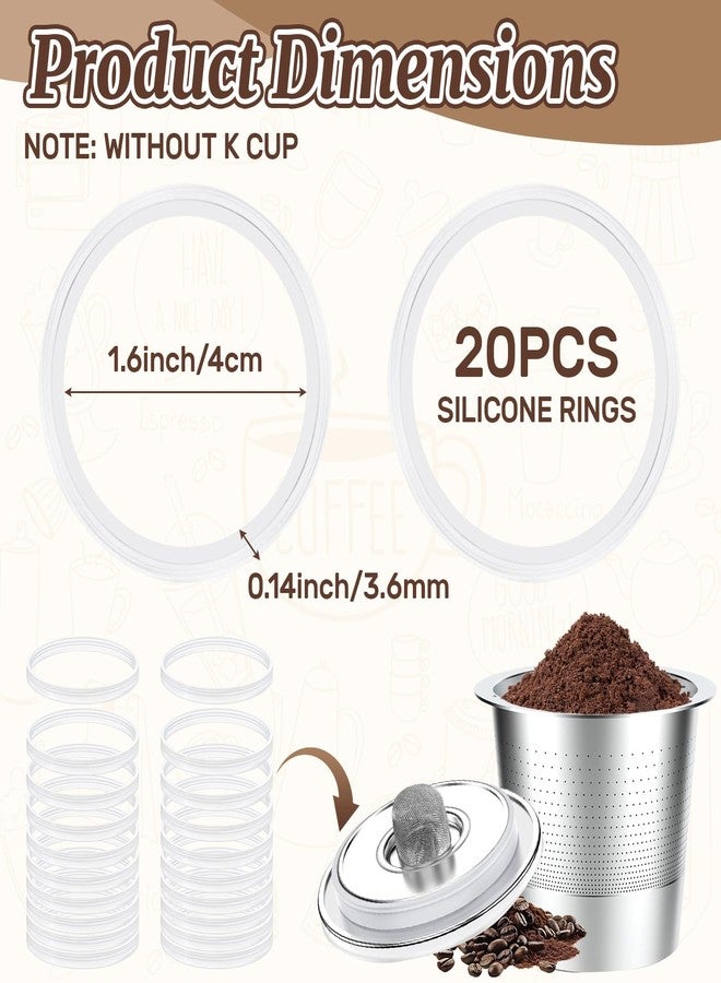 OLLBIT 20PCS Reusable Gaskets K Cups for Keurig,Silicone Gaskets for Keurig Stainless Steel Refillable,Replacement for Stainless Steel K Cup Lid (20 Pcs) - Image 2