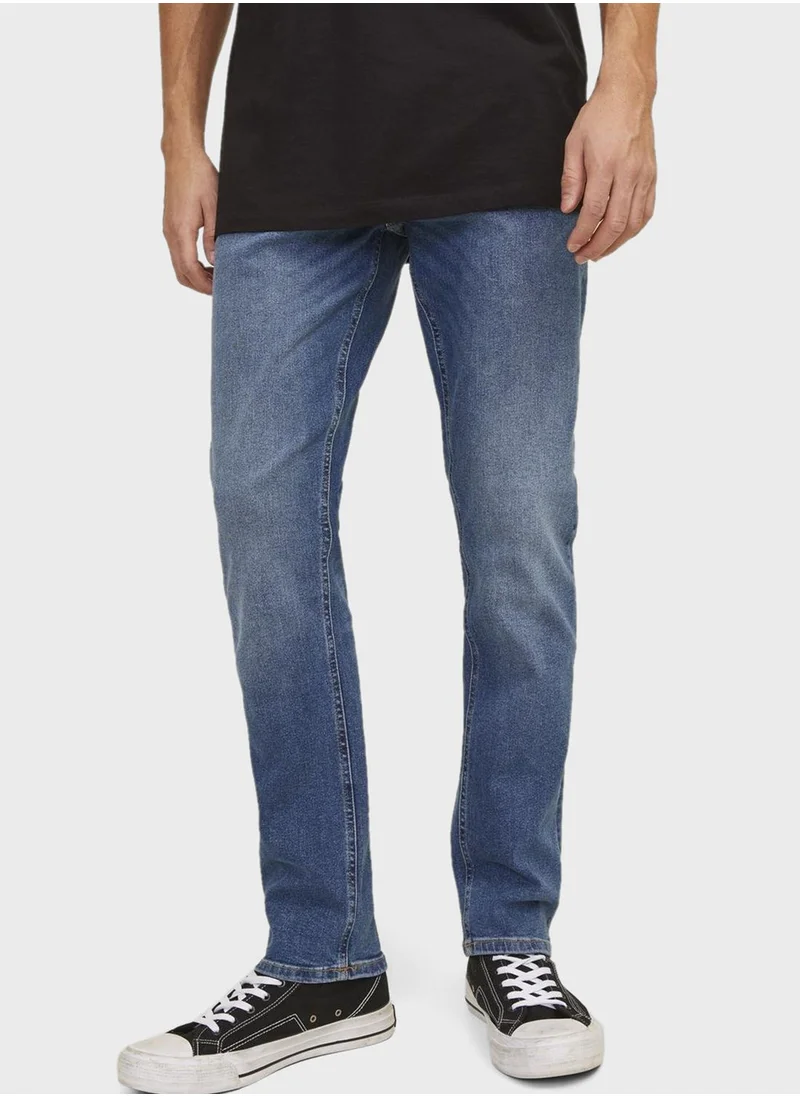 JACK & JONES Jjiglenn Jjorignial Slim Fit Mid Wash Jeans