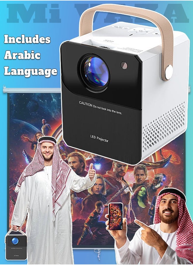 Mi VAZA - Portable Projector Wifi Android Full HD with Auto Keystone Compatible with Phone/Computer/TV Stick/HDMI/USB/PS5/iOS/PS4 for Bedroom/Living Room, Suitable for Office/Family/Student Education/Kids Gifts - Image 1