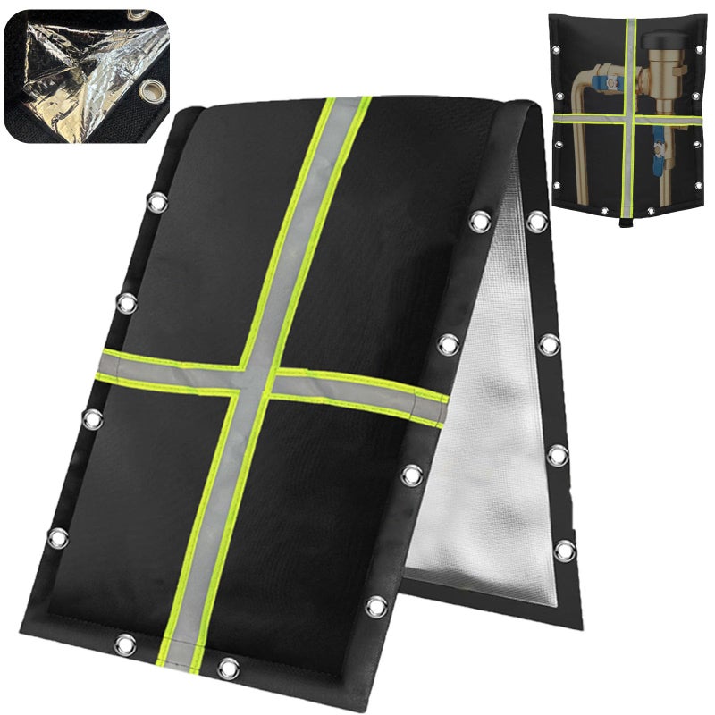 OXWIND Backflow Preventer Cover for Winter Freeze Protection - 3-Way Opening Sprinkler Insulation Bag with Reflective Stripes, Grommets,5-Layer for Outside Irrigation Valves Well Pumps,16" W x 20" H - Image 1