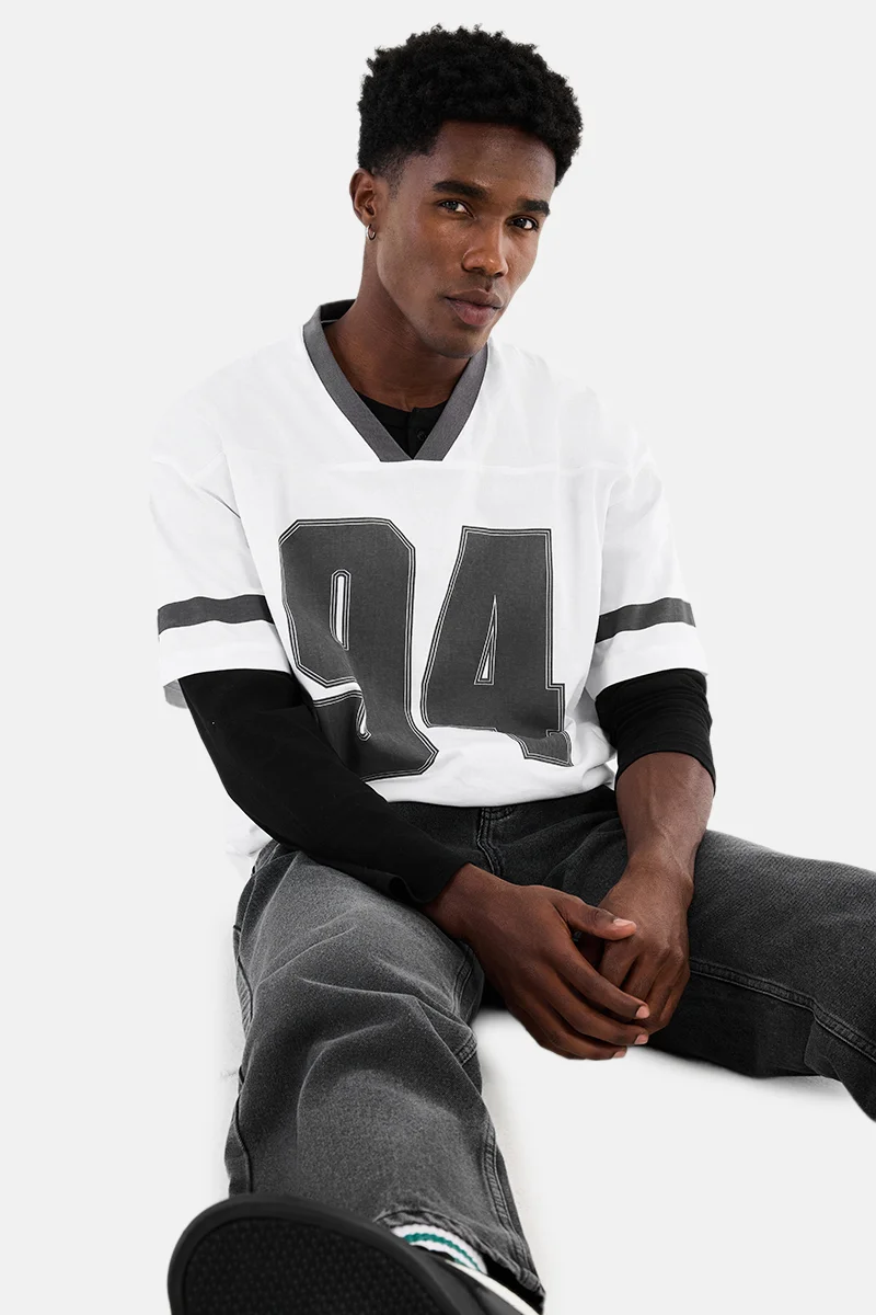 White Graphic Half Sleeve Oversized Streetwear T-Shirt