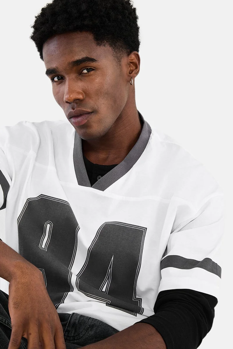 SNITCH White White Graphic Half Sleeve Oversized Streetwear T-Shirt for Men | Best Price UAE