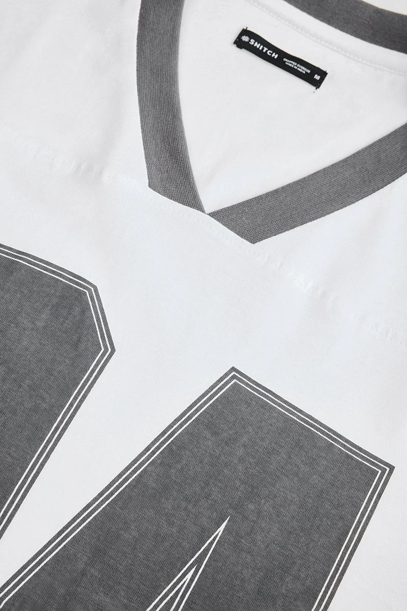 SNITCH White White Graphic Half Sleeve Oversized Streetwear T-Shirt for Men | Best Price UAE