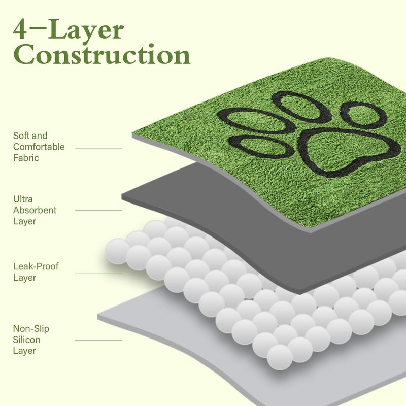 Qeils Reusable Dog Pee Pads, 2 Pack Super Absorbent & Leakproof Washable Puppy Pads with Soft Green Top Layer, for Potty Training, Crates, Couch, Car Seats & Pet Beds, 18"x24" - Image 4