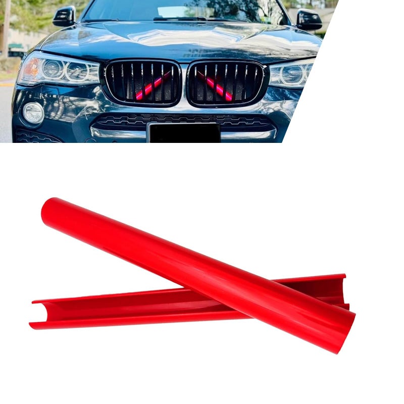 Dogary 2 PCS BMW Grill Inserts Trims ABS VShaped Front Grille Cover Easy Snapon Design Compatible with BMW 1 2 3 4 5 6 7 Series X3 X4 X5 X6 Models Red - Image 3