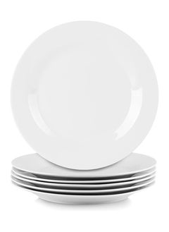 Generic 6 Piece Melamine White Serving Side Plates, Easy to Store, Durable, Shatterproof, Dishwasher Safe Multiple Sizes | Melamine Chip-resistant Plate White 27 cm  - Image 1