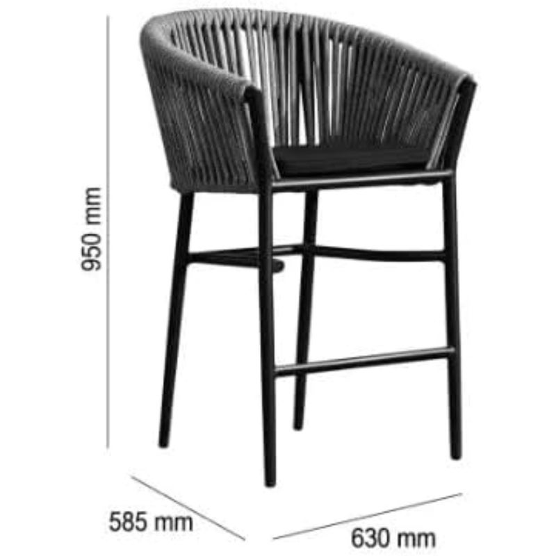 Outdoor Counter Stool with Seat Cushion in White/Silver/Beige aluminium frame, removable lining, W630 x D585 x H950mm, ideal for indoor and outdoor dining - Image 5