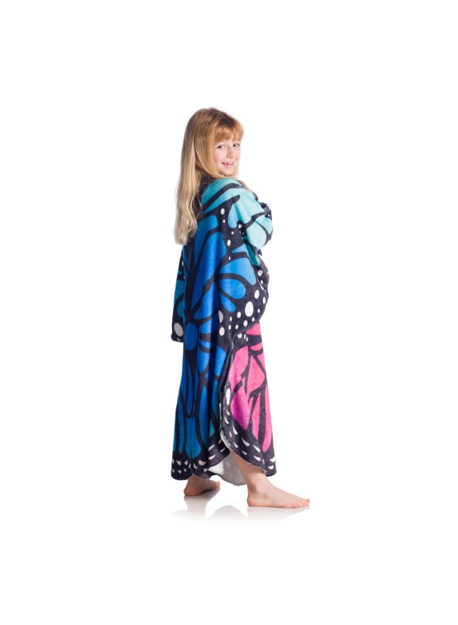 Kanguru Wearable Blanket | Double Sided Wearable Fleece Blanket w/ Butteryfly Wings, Soft, Comfy, Warm, Fun, Machine Washable, for Kids and Teenagers size 80x90cm - Blue/Purple Butterfly  - Image 5