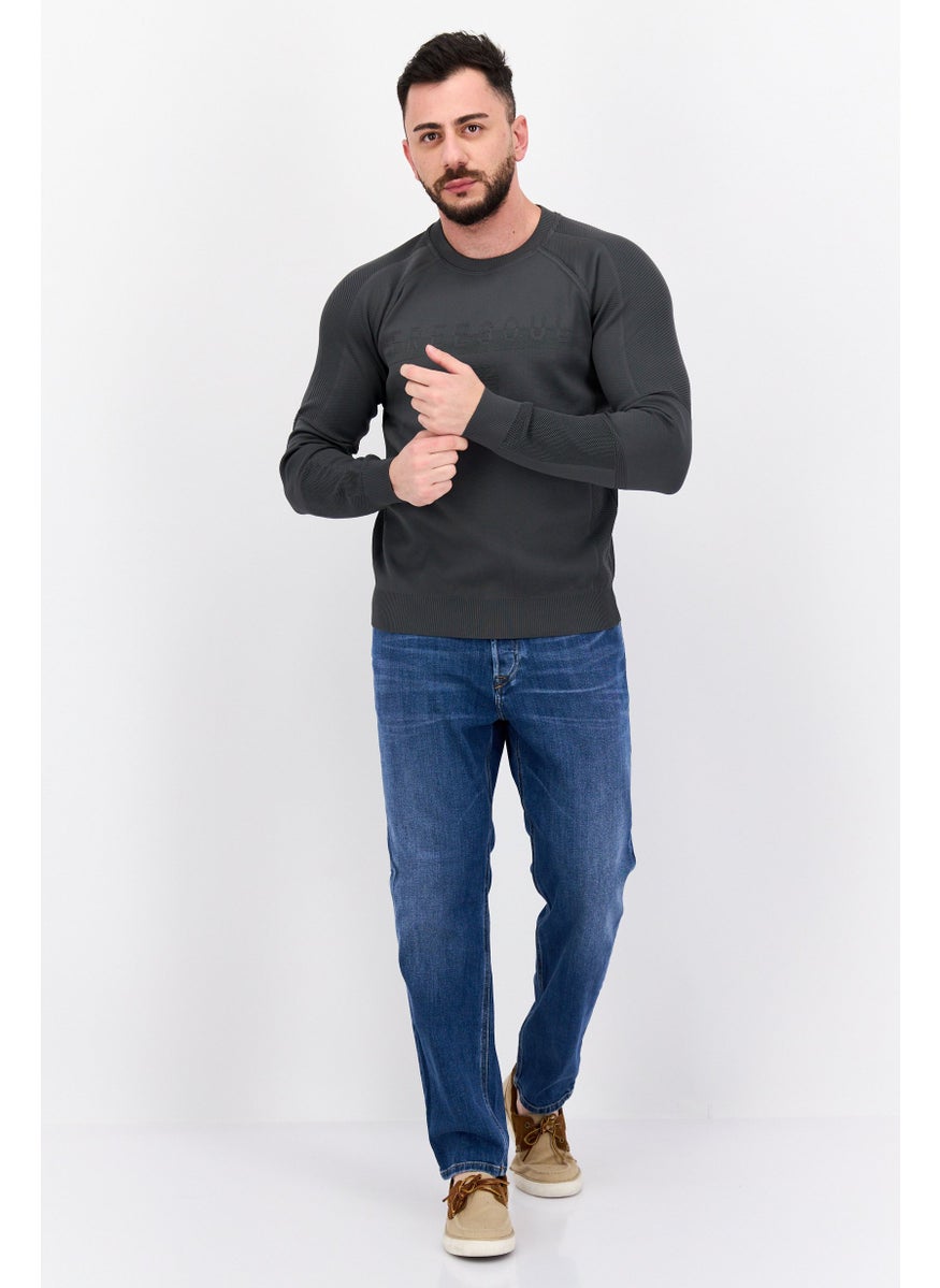 Free Soul Men Crew Neck Brand Logo Long Sleeve Sweatshirt, Grey  - Image 4