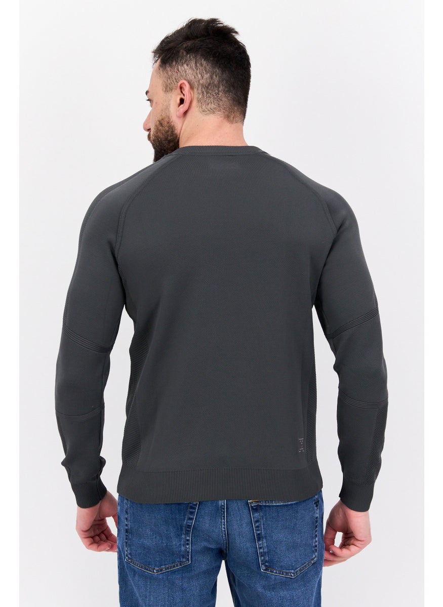 Free Soul Men Crew Neck Brand Logo Long Sleeve Sweatshirt, Grey  - Image 3