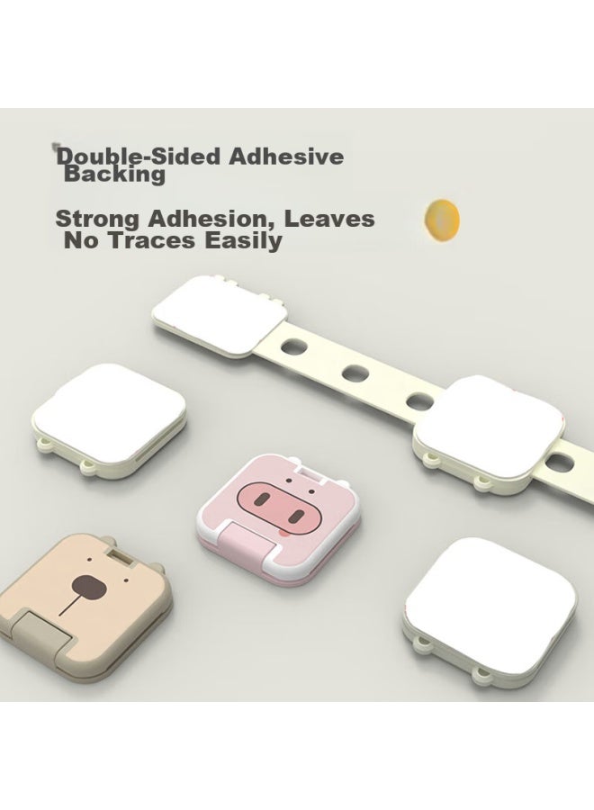 Lovebox Aibaoshi Children's Safety Lock, Baby Anti-pinch Hand Anti-opening Multifunctional Cabinet Lock, Safety Long Lock, 6-pack Cartoon Style S363 - Image 5