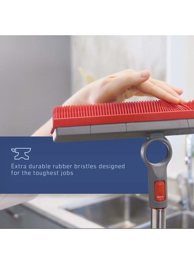 FAYINA Premium Rubber Floor Brush with 11.5-Inch Squeegee & Stainless Steel Handle - for Carpets & All Surfaces - Pet Hair Fur Remover Broom - Extendable up to 56 Inches - Image 5