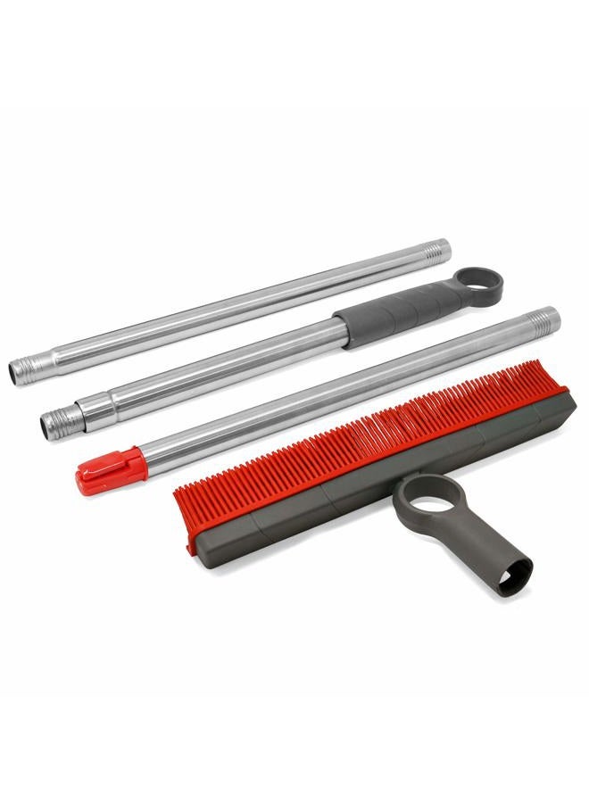 FAYINA Premium Rubber Floor Brush with 11.5-Inch Squeegee & Stainless Steel Handle - for Carpets & All Surfaces - Pet Hair Fur Remover Broom - Extendable up to 56 Inches - Image 2