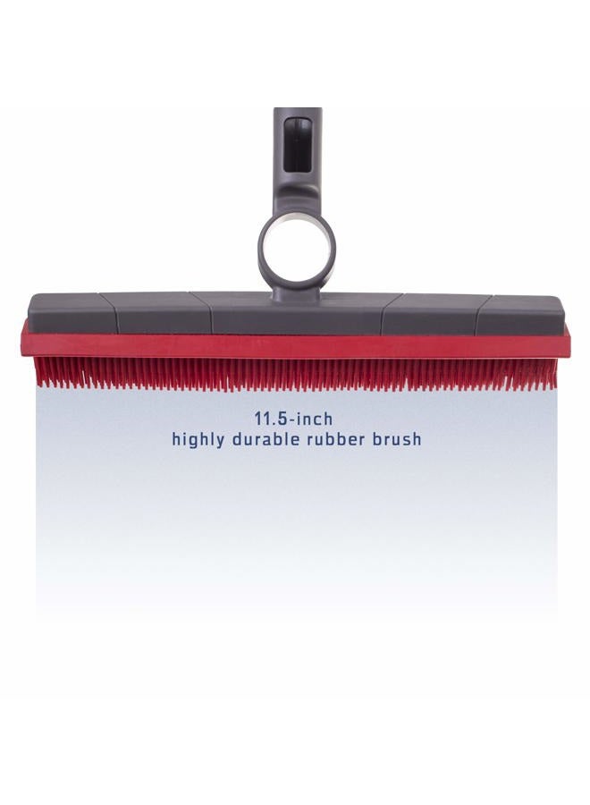 FAYINA Premium Rubber Floor Brush with 11.5-Inch Squeegee & Stainless Steel Handle - for Carpets & All Surfaces - Pet Hair Fur Remover Broom - Extendable up to 56 Inches - Image 3