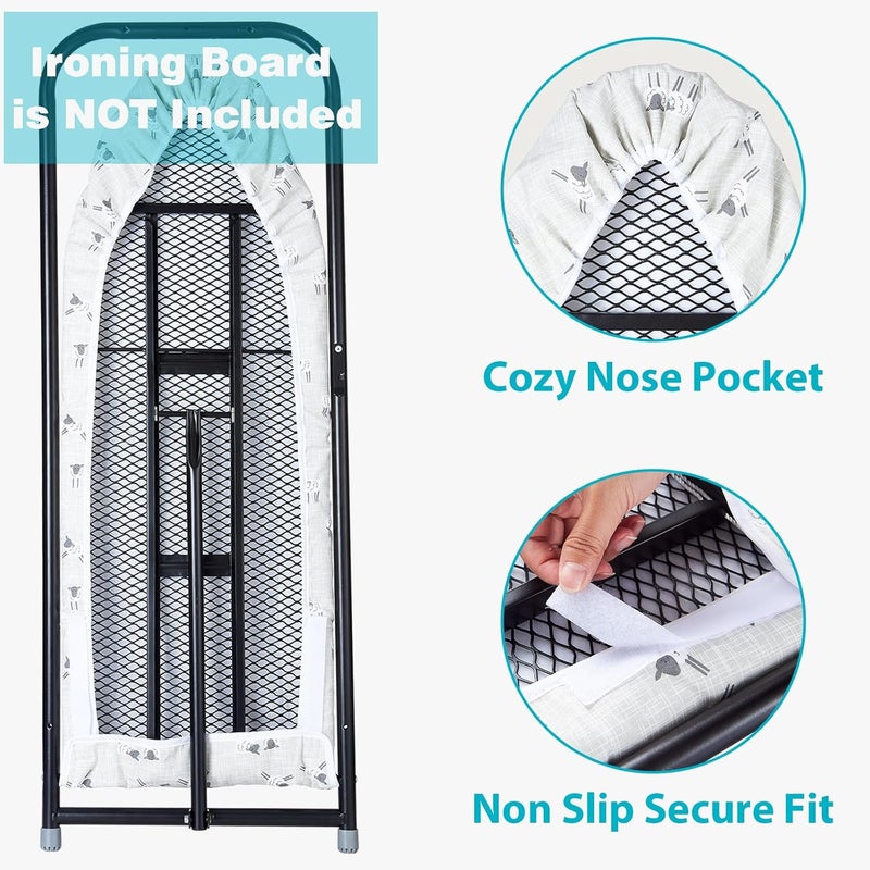 Seiritex Over The Door Ironing Board Cover 13 x 37 inch, Small Iron Board Cover w 3 Layers Heat Reflective Thick Padding with Hook and Loop Fasteners (Gray Sheep) - Image 3