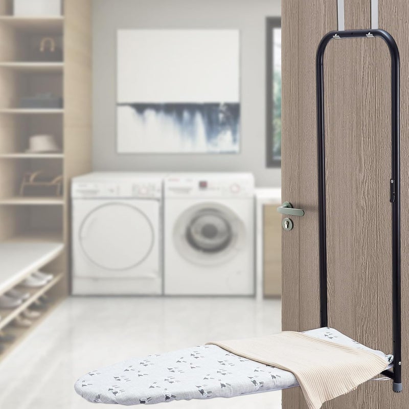 Seiritex Over The Door Ironing Board Cover 13 x 37 inch, Small Iron Board Cover w 3 Layers Heat Reflective Thick Padding with Hook and Loop Fasteners (Gray Sheep) - Image 2