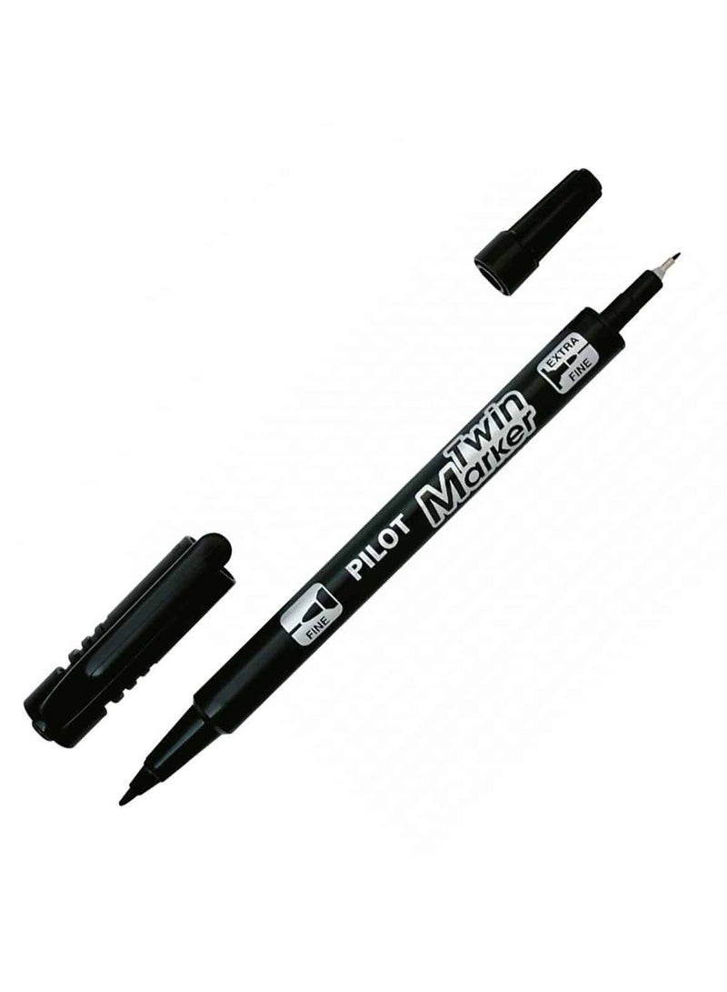 بايلوت Pilot Twin Marker 12-Pieces Double Sided Fine Black - Image 1
