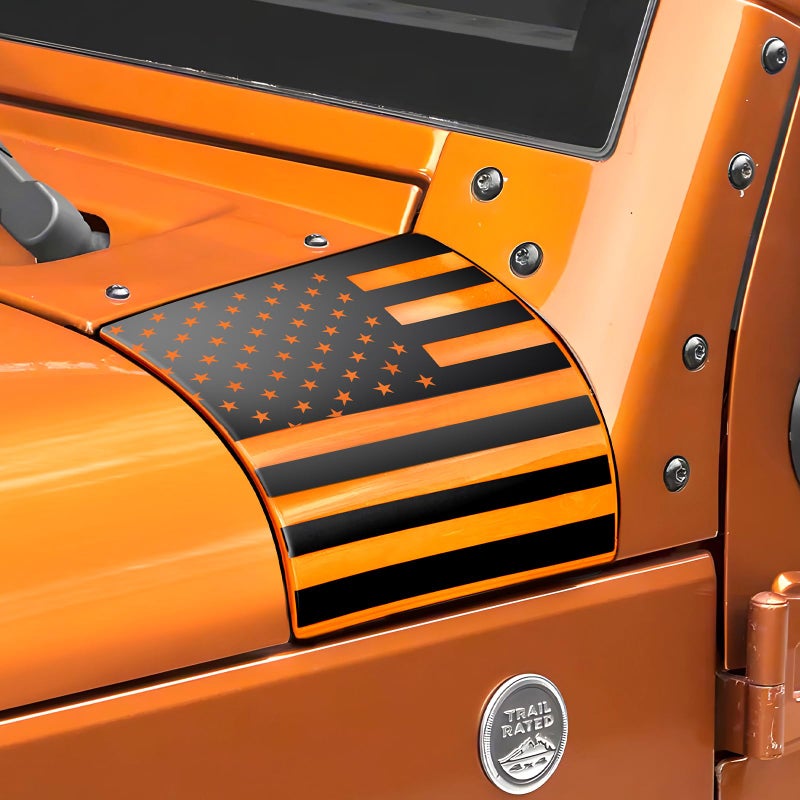 Alicatong Body Armor Flag Decal Hood Corner Cover USA Sticker Fits Jeep Wrangler JK JKU 20072016 2017 2018 Exterior Accessories Precut Side Bonnet Corner Engine Side Decoration VinylMatte Black - Image 3