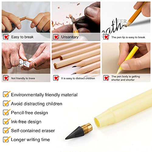 Ainiv Everlasting Pencil - 20 Pack Infinity Pencils with 20 Extra Erasers, Ideal for Home, Office, School Writing & Drawing - Image 3