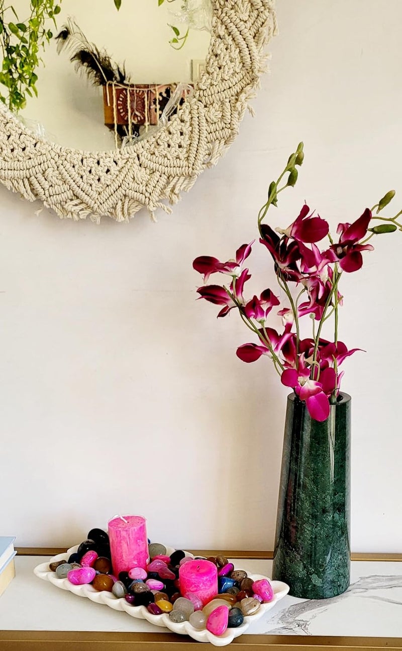 RM صينية رخامية بيضاء مزخرفة للحمام والمطبخ وخزانة التجميل وصينية مجوهرات وحلقة ومنظم مستحضرات التجميل للشموع والعطور والنباتات الصغيرة وديكور المنزل - Image 3