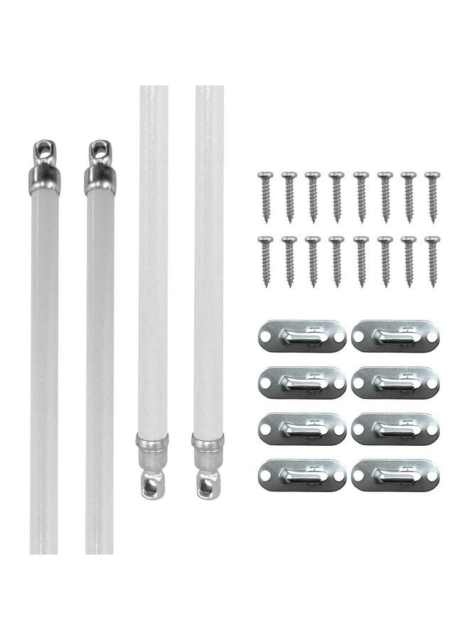 اميزينغ درايبر هاردوير قضبان ستائر دوارة بيضاء من Amazing Drapery Hardware بأطراف فضية، مجموعة من 4 قطع (تتضمن أدوات) - طول قابل للتعديل من 21 إلى 38 بوصة، قضبان معدنية سهلة التركيب للأبواب والنوافذ والأضواء الجانبية  - Image 1