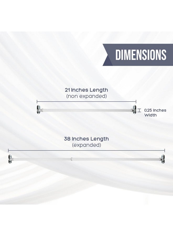 اميزينغ درايبر هاردوير قضبان ستائر دوارة بيضاء من Amazing Drapery Hardware بأطراف فضية، مجموعة من 4 قطع (تتضمن أدوات) - طول قابل للتعديل من 21 إلى 38 بوصة، قضبان معدنية سهلة التركيب للأبواب والنوافذ والأضواء الجانبية  - Image 3
