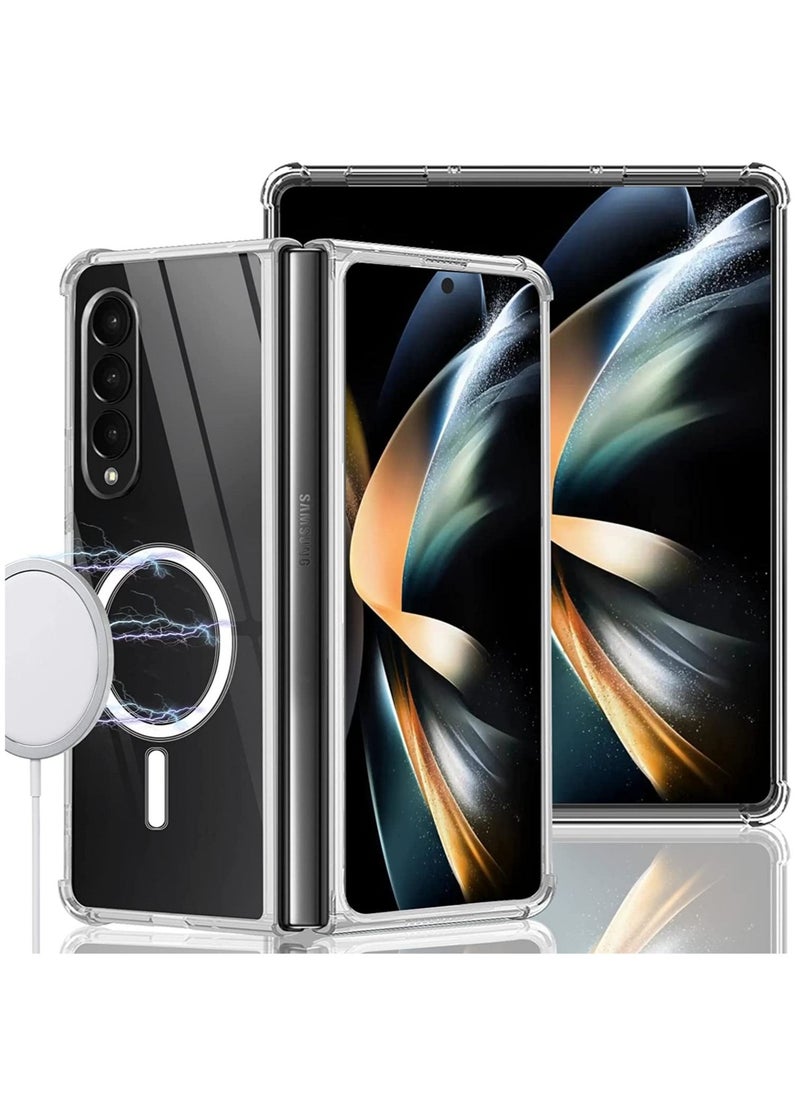 Raxoom Magsafe Anti-Yellow Slim Transparent 4 Cornor Shockproof Thin Cover for Samsung Galaxy Z Fold 4 2022 Support Wireless Charger - Image 1