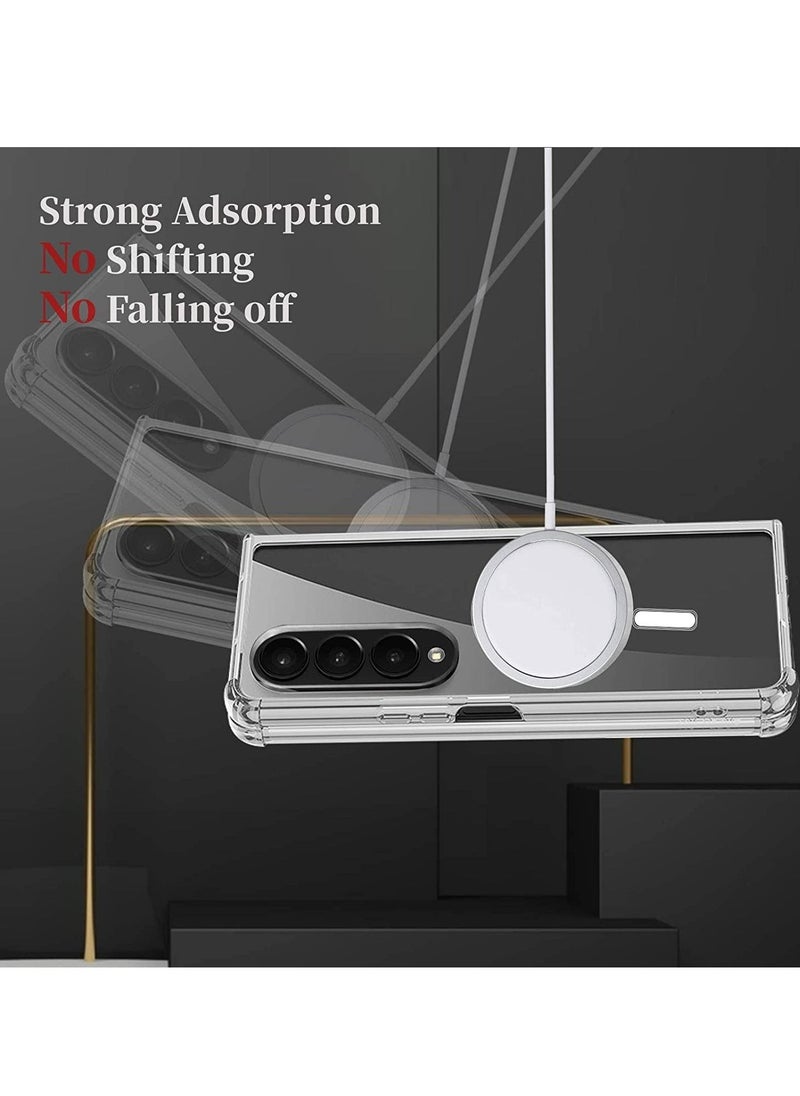Raxoom Magsafe Anti-Yellow Slim Transparent 4 Cornor Shockproof Thin Cover for Samsung Galaxy Z Fold 4 2022 Support Wireless Charger - Image 5