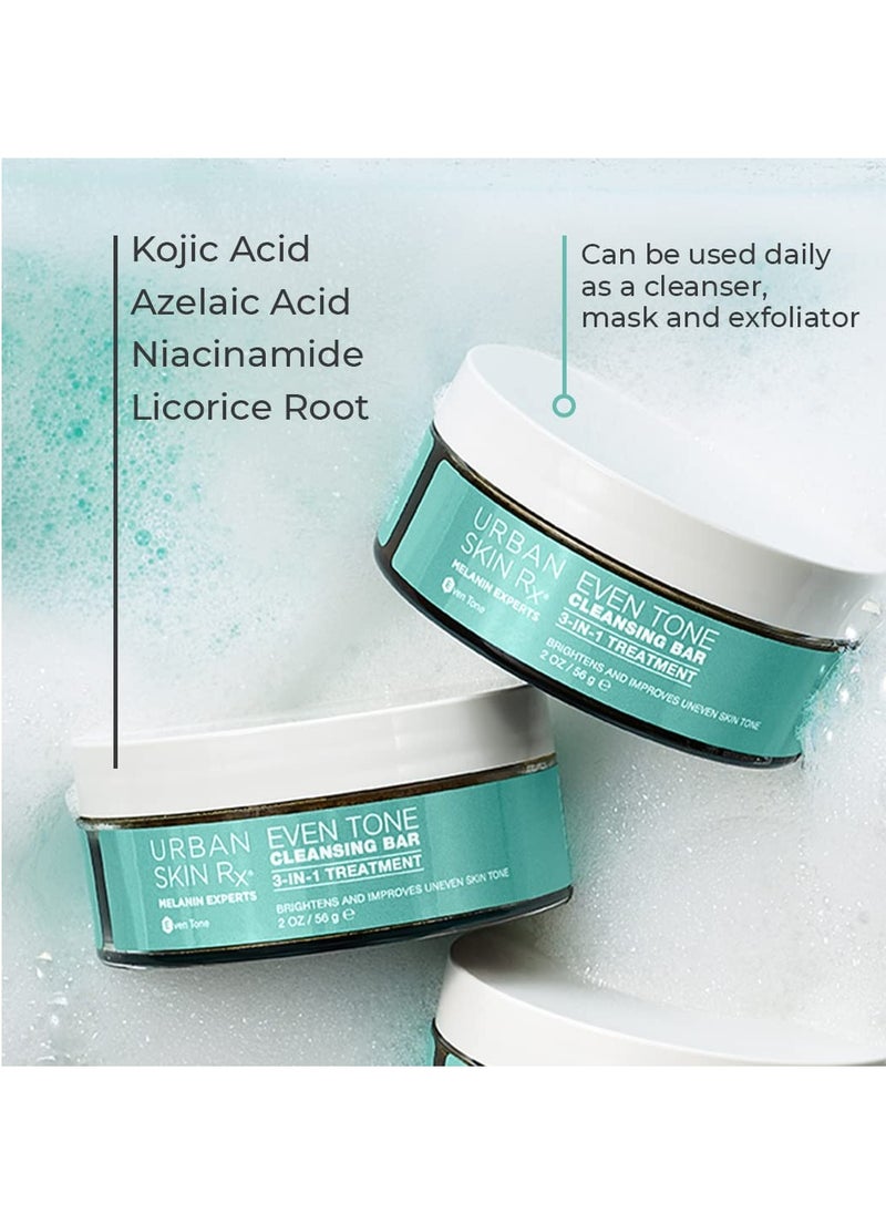 Urban Skin Rx Urban Skin Rx Even Tone Cleansing Bar | 3-in-1 Daily Cleanser, Exfoliator, and Brightening Mask Helps Diminish Uneven Skin Tone, Formulated with Kojic Acid, Azelaic Acid, and Niacinamide | 3.7 Oz  - Image 4