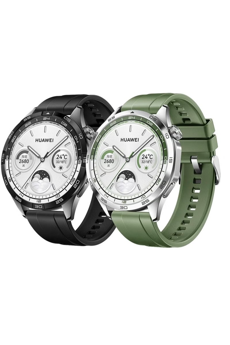 Anmi Anmi 2 PCS Replacement Strap Silicone Band for Huawei Watch GT4 46mm(Black/Green) - Image 1