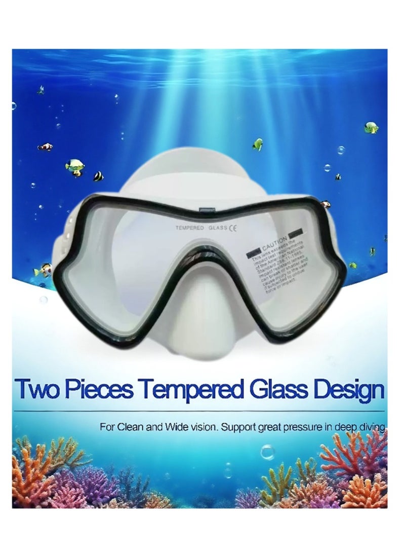 يوفان قناع غطس أبيض وأسود - قناع غطس للبالغين خفيف الوزن للغاية ومقاوم للضباب بوزن 180 جرام، تصميم مانع لتسرب الماء، مريح عند الارتداء - Image 1