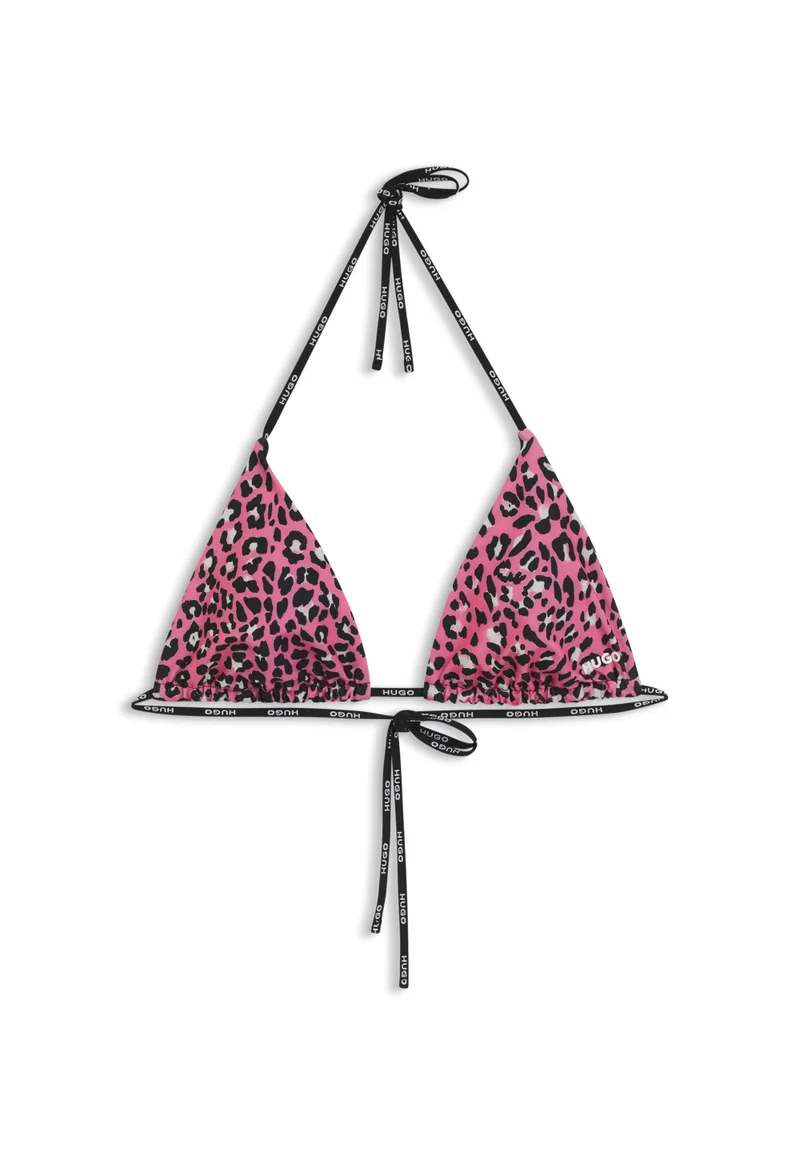 HUGO Patterned bikini top with branded ties
