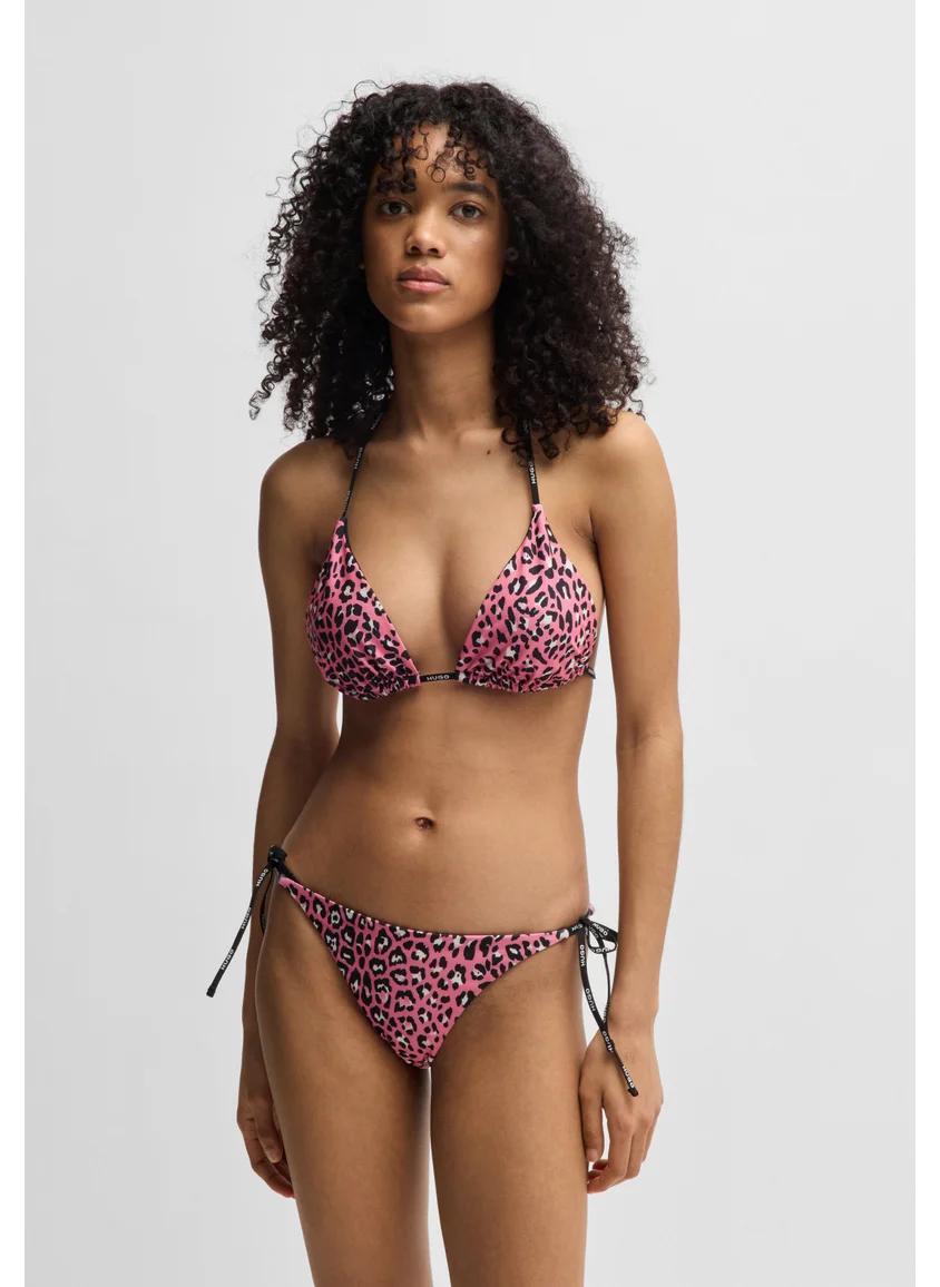 هوجو Patterned bikini top with branded ties