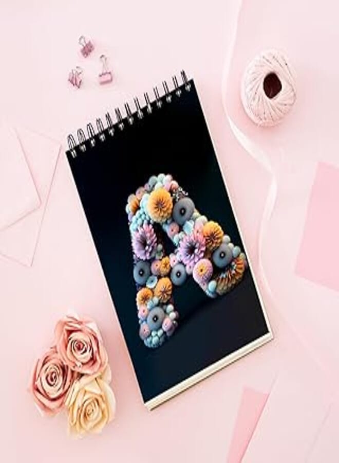 Notebook With Trendy design - alphabet A made of flowers