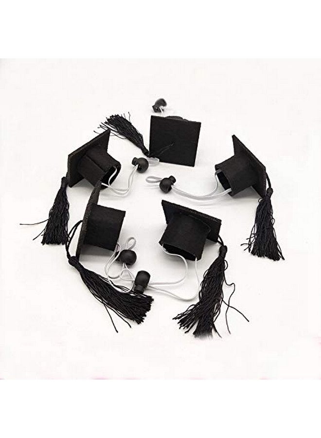 Dzrige Small Animal Graduation Caps Mini Bachelor Hats with Tassel Graduation Photo Props Hat Holiday Costume Accessory, 2Pcs (Black) - Image 2