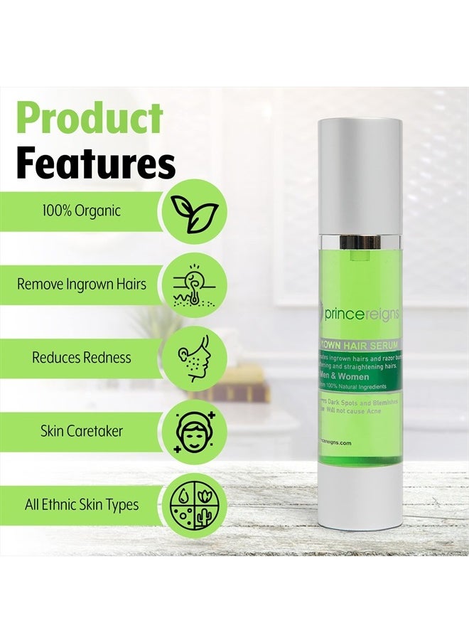 Princereigns - Shaving Gel - Banish Ingrown Hair and Razor Bumps for Smooth, Nourished Skin - 100% Organic Solution for Irritation-Free Skin - Perfect for Both Men and Women - Ideal for Face, Neck, Biki - Image 1