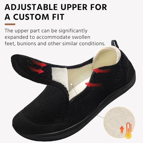 CJROSM Comfortable Wide Diabetic Shoes for Women Mes,Barefoot House Shoes Slippers for Women Indoor Outdoor,Adjustable Zero Drop Edema Shoe for Neuropathy, Breathable Nursing Shoe Wide Width Casual Sneakers - Image 3
