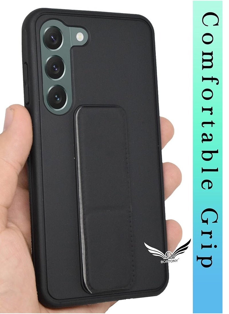 ELTRAZONE Galaxy S23 Plus Case Cover with Magnetic Stand & Holder Premium Silicone Hand Strap Grip Car Mount Kickstand Finger Grip Case Cover For Samsung Galaxy S23 Plus (Black) - Image 3