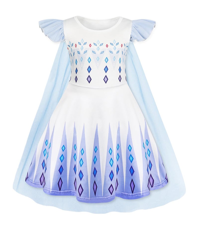 WonderBabe Princess Dress for Girls White Princess Dress Up Costume for Christmas Birthday Cosplay Fancy Party with Cape size 3-4t - Image 1