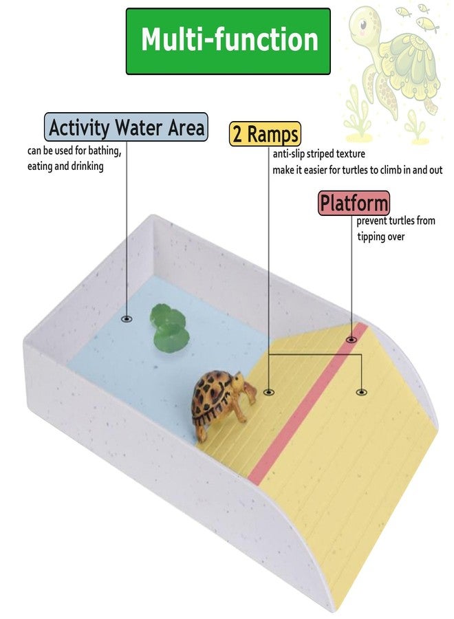 DBYANAN 3pcs Tortoise Water Dish with Ramp Turtle Food Water Bowls Rock Reptile Water Dish Tortoises Habitat Accessories Turtle Reptile Bathing Pool (Brown) - Image 3