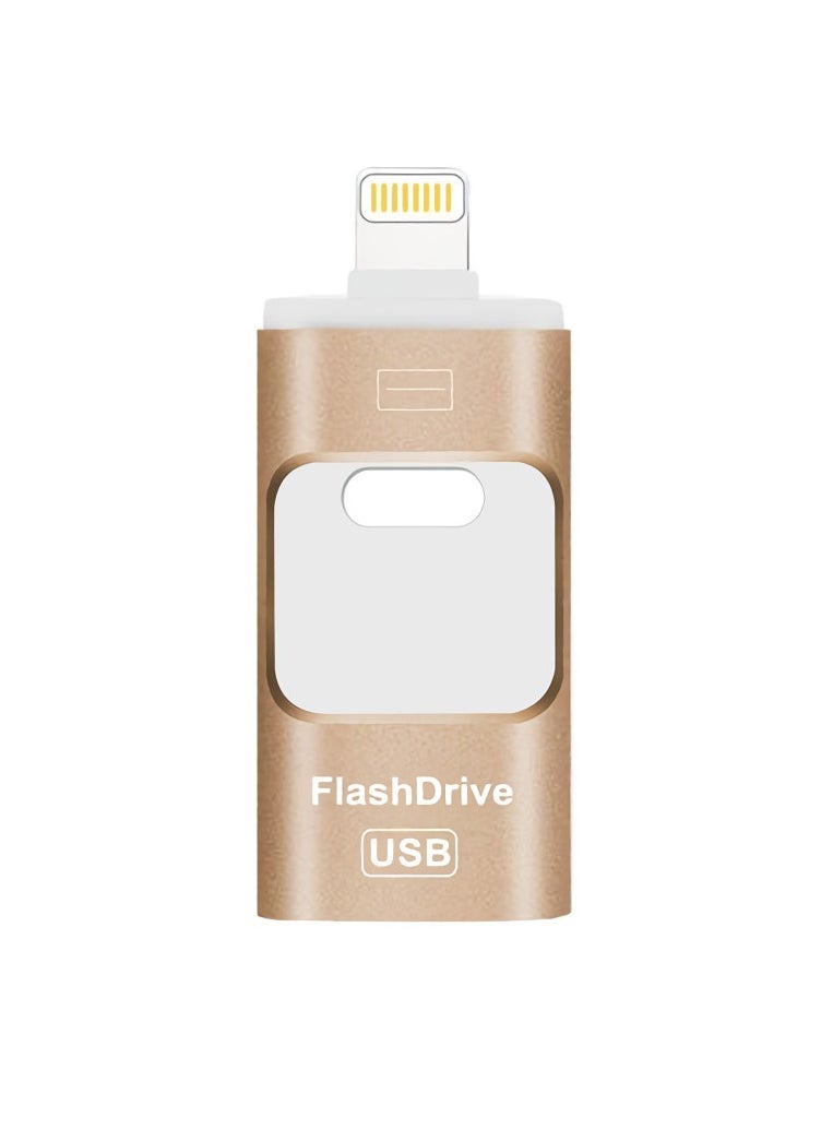 AROAQ 64GB USB Flash Drive, Shock Proof Durable External USB Flash Drive, Safe And Stable USB Memory Stick, Convenient And Fast I-flash Drive for iphone, (64GB Gold Color)  - Image 1