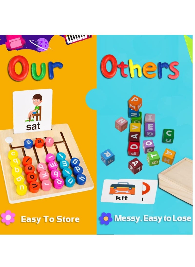 Excefore Montessori Toys for Toddlers ,Puzzle Building Blocks CVC Sight Words Game, Alphabet Learning Toy for Preschool Boys Girls  - Image 3