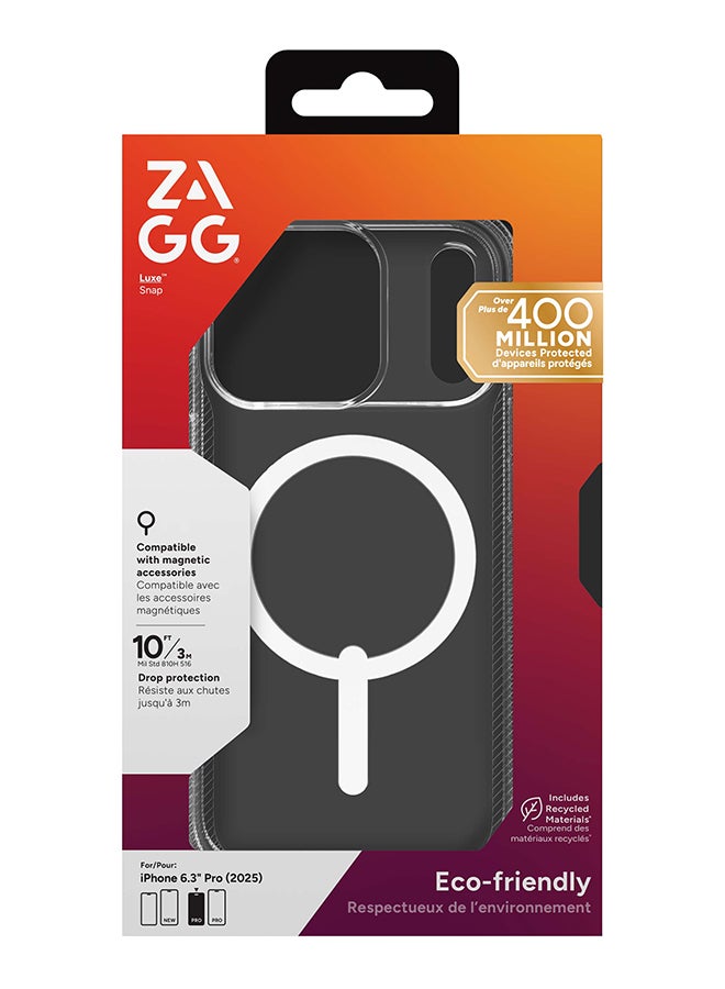 زاج حافظة آيفون 17 برو – غلاف رفيع واقي متوافق مع ماجسيف من لوكس سناب مع قوة الجرافين وحماية من السقوط حتى 10 أقدام – شفاف - Image 1