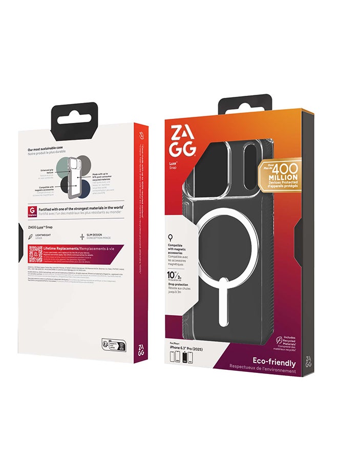 زاج حافظة آيفون 17 برو – غلاف رفيع واقي متوافق مع ماجسيف من لوكس سناب مع قوة الجرافين وحماية من السقوط حتى 10 أقدام – شفاف - Image 2