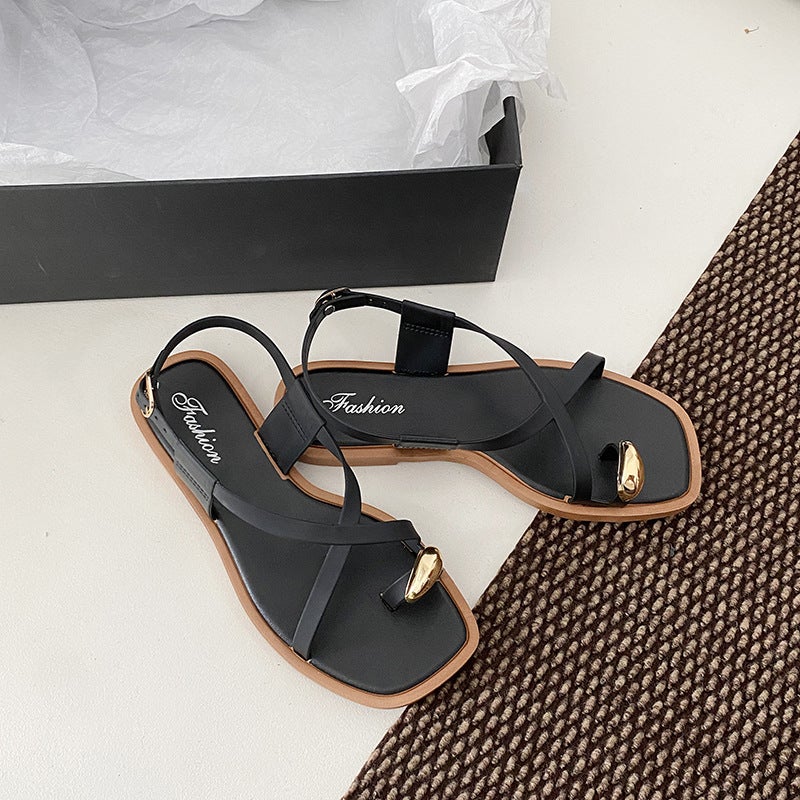 2026 New Open-Toe Sandals for Women, Summer Outdoor Trendy Instagram-Friendly Flat Roman Style Flip-Flops - Image 1