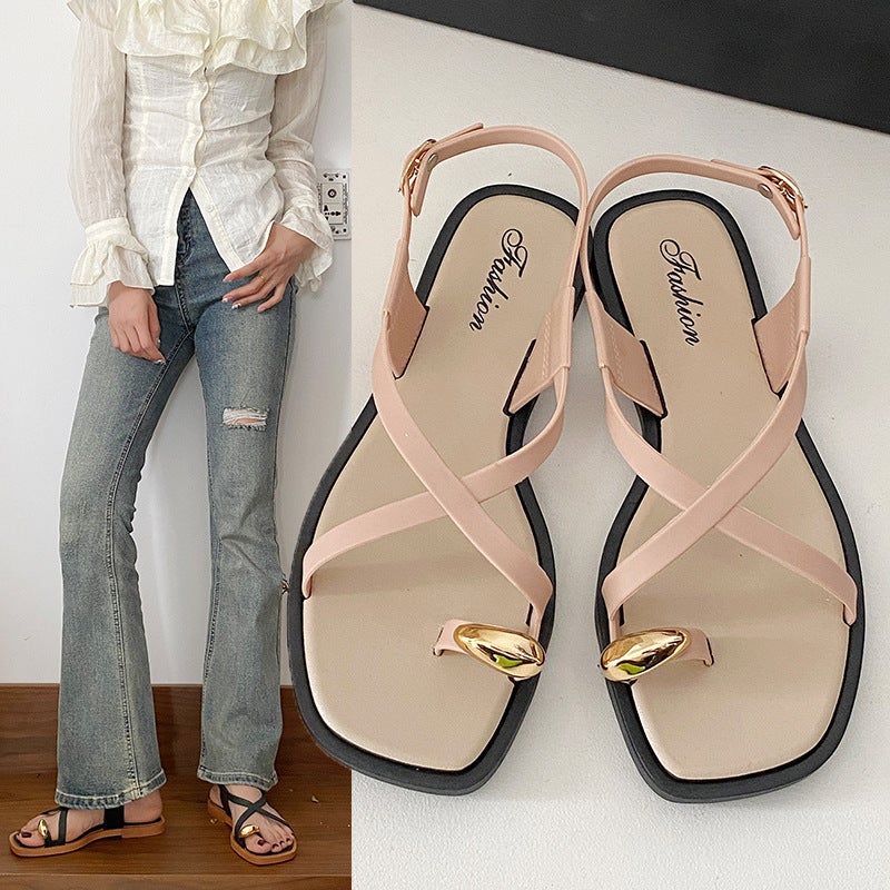 2026 New Open-Toe Sandals for Women, Summer Outdoor Trendy Instagram-Friendly Flat Roman Style Flip-Flops - Image 5