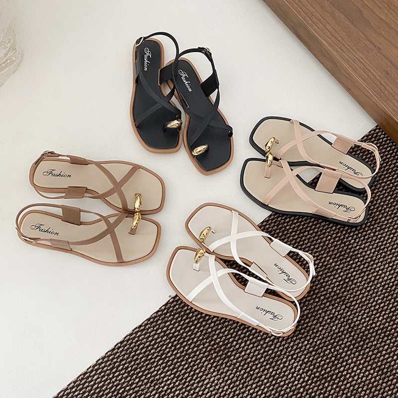 2026 New Open-Toe Sandals for Women, Summer Outdoor Trendy Instagram-Friendly Flat Roman Style Flip-Flops - Image 2
